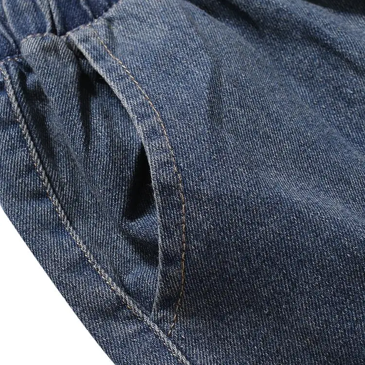 

Multi-pocket Jeans for Men Casual Loose Cargo Pants Man Large size Overalls 65% Cotton Denim Jeans Male New
