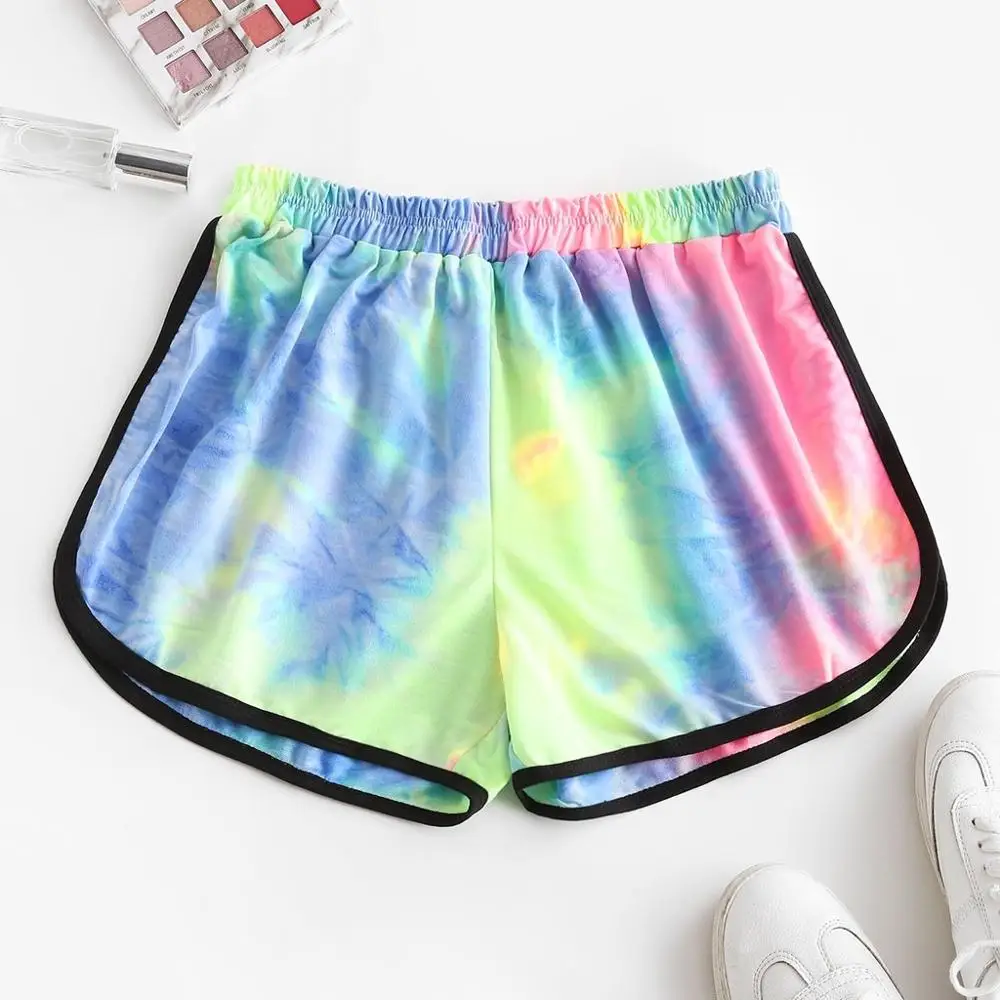

2021 Fashion Elastic High Waist Tie-Dye Shorts Summer Casual Woman Shorts Harajuku Sport Beach Sexy Short Women's Clothing