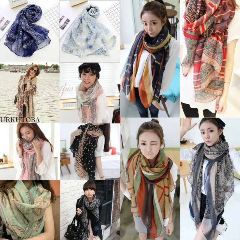 Лидер продаж Модный женский длинный шарф с цветочным принтом в стиле бохо