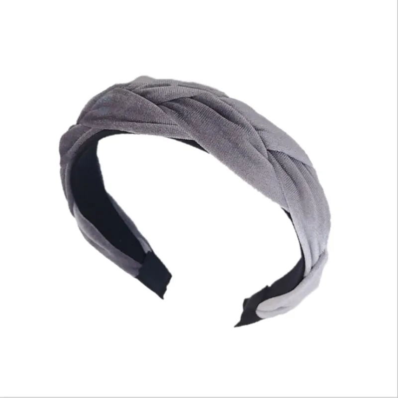 Fashion hair accessories women's gold velvet fabric twist braid wide-angle light headband wild girl band Headwear |