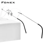 FONEX Титановые очки без оправы B для женщин и мужчин, оправа для очков по рецепту для близорукости, новые винтажные овальные очки 855