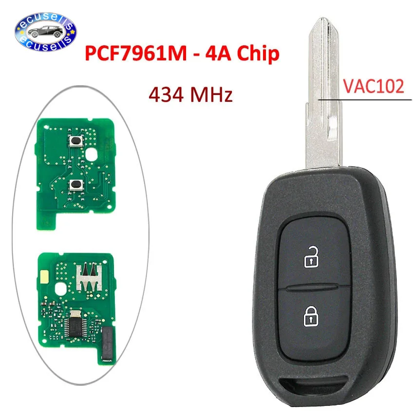 Новый дистанционный ключ с 2 кнопками 434 МГц чипом 4A PCF7961M для Renault Sandero Dacia Logan|Ключ