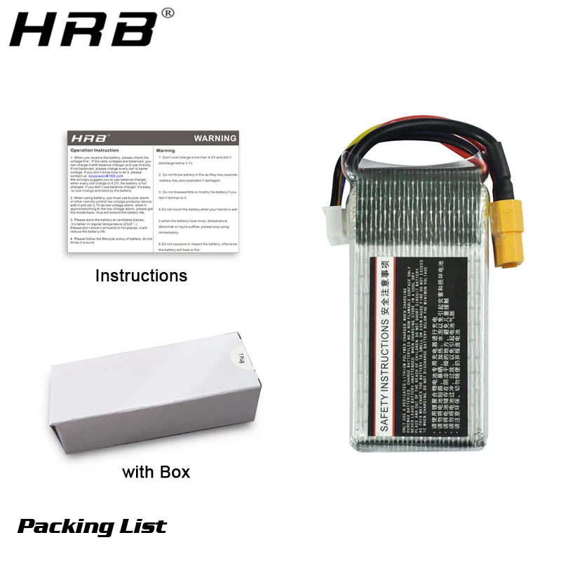 HRB-Bater&iacute;a Lipo para juguetes a control remoto, pila de 2000mah, 3000mah, 4000mah, 5000mah, 6000mah, 1500mah, celdas de 2S 3S 4S 5S 6S, 7,4V 11,1V 14,8V 22,2V, compatible con avi&oacute;n RC, dron FPV, piezas de coche-2