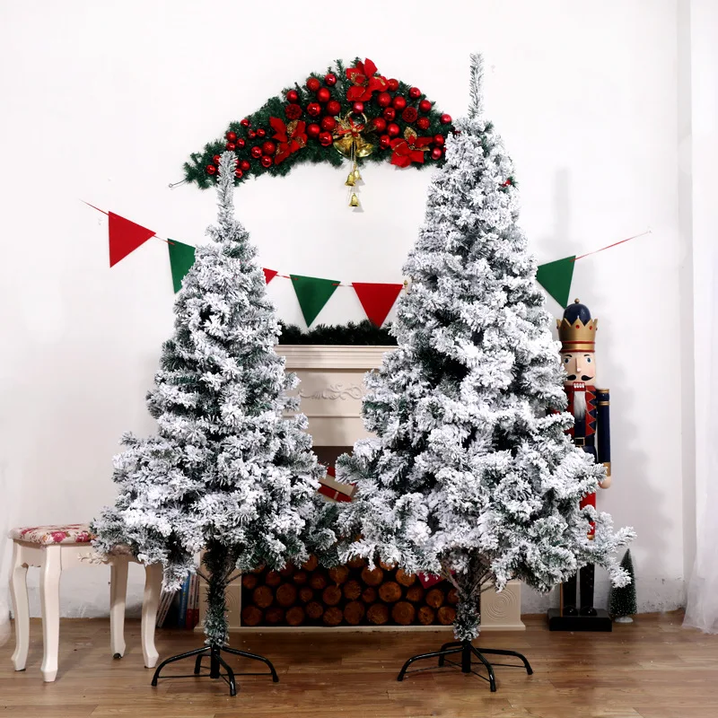 

Рождественская елка, флокирующая белая Снежинка, имитация кедра, замороженные украшения для дома и улицы, рождественские украшения