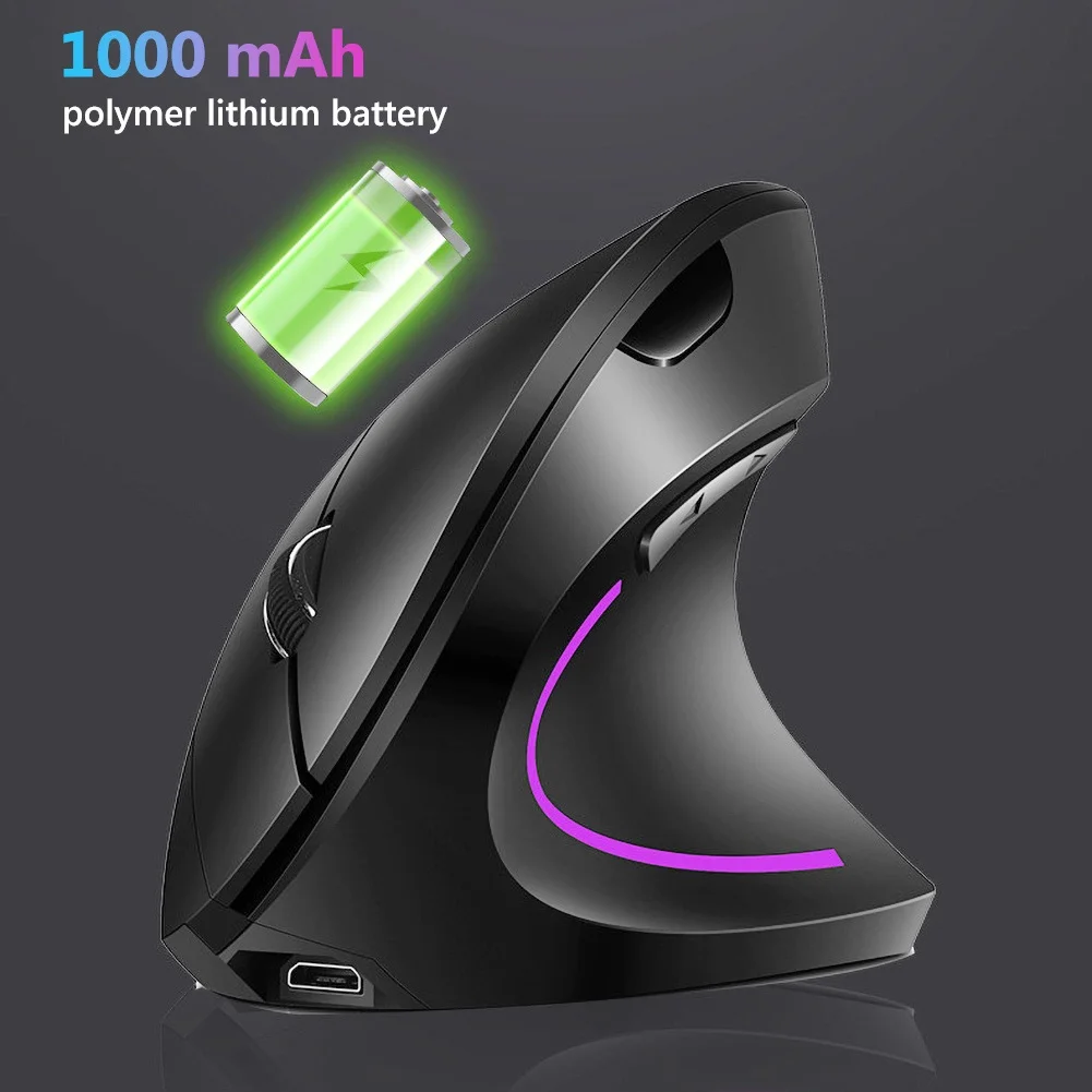 Мышь Компьютерная Вертикальная Беспроводная с RGB светильник кой эргономичная