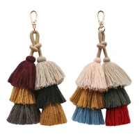 2 pack colorful boho pom pom tassel bag charm keychain handmade car key chain key ring pendant for purse handbag decor