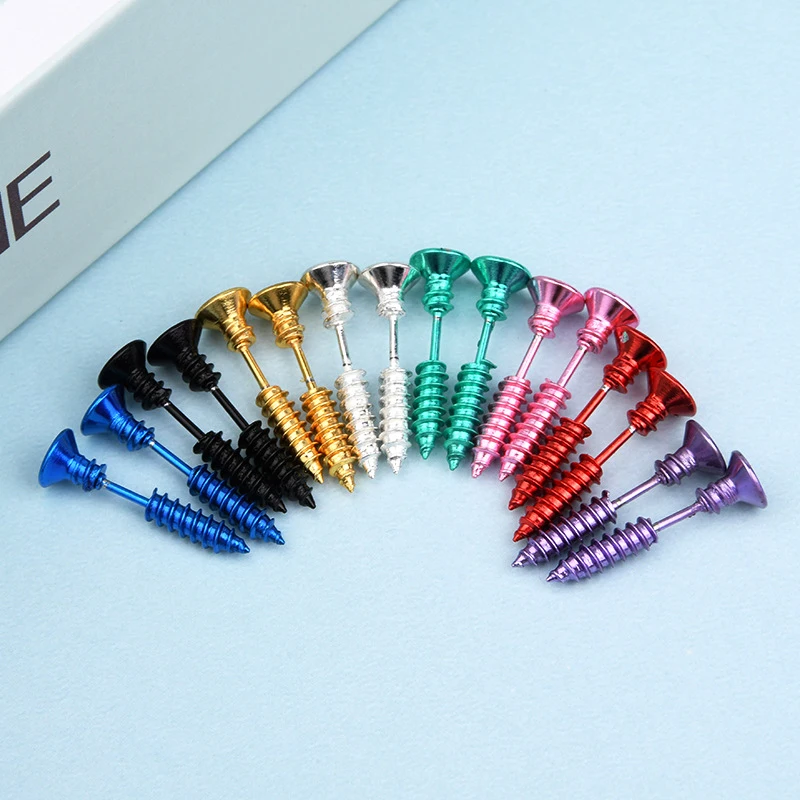 Серьги гвоздики из нержавеющей стали для пирсинга унисекс винтовые украшения