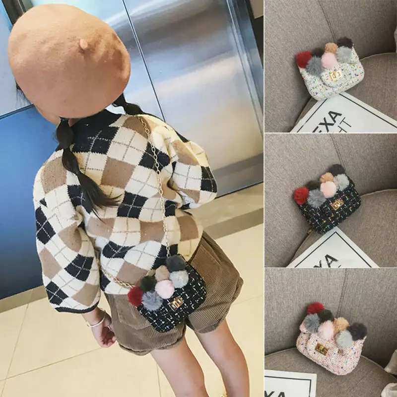 Детская сумка-тоут с помпоном для девочек милый мессенджер на плечо дорожная