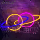 Ночник для спальни, прикроватный столик, светодиодная лампа двойного использования, домашний ночсветильник в форме планеты, вывеска, цветной неоновый светильник для декора