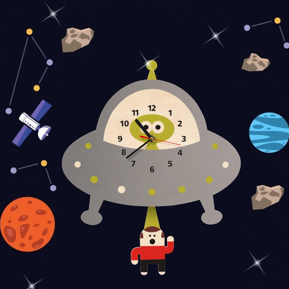 Alien Abduction настенные часы летающая тарелка наружный космос НЛО угнетающие