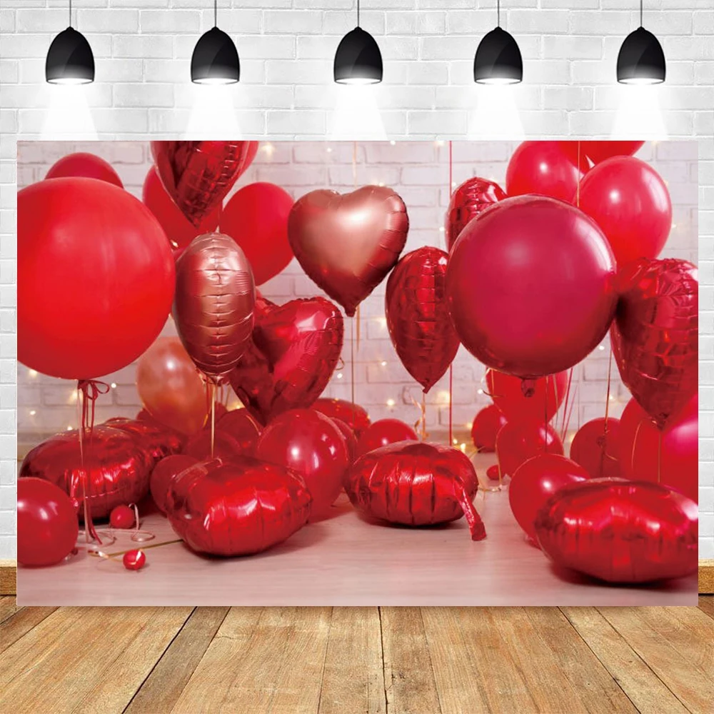 

Valentine's Day Photography Backdrop Red Balloon Weeding Party Decor Background Photocall Photo Studio Photographic Photozone