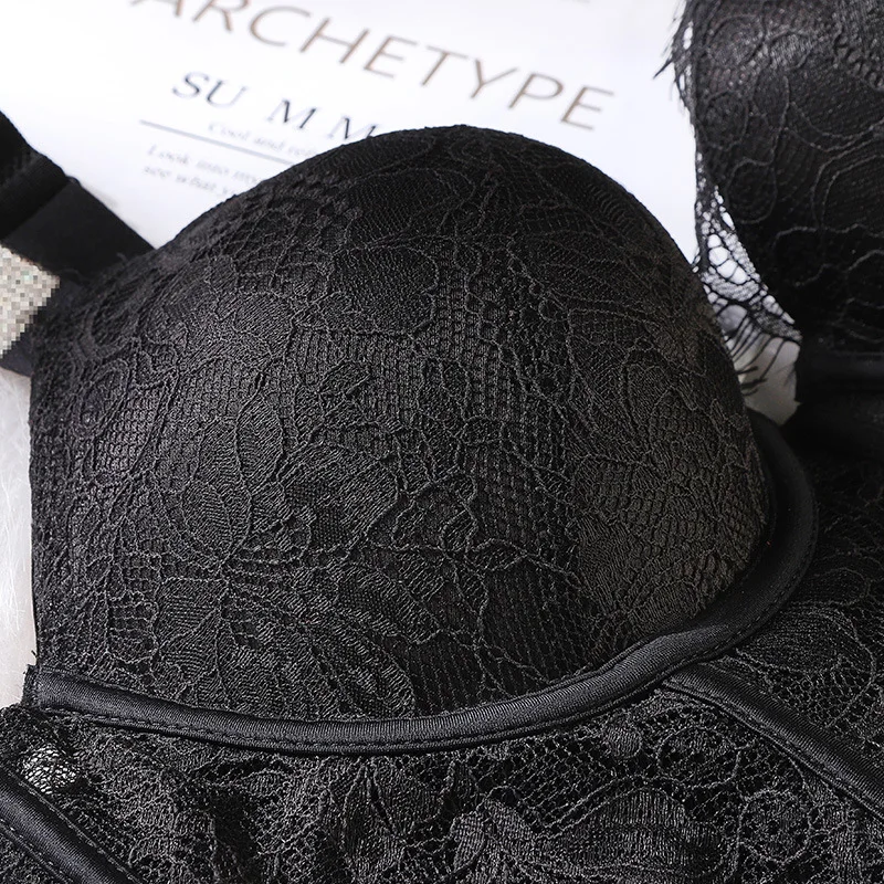 

2021NEW Women's Intimates Brand Design Comfort Underwear Sexy Lace Lingerie Luxury Rhinestone Letters Push Up Bra Transparent