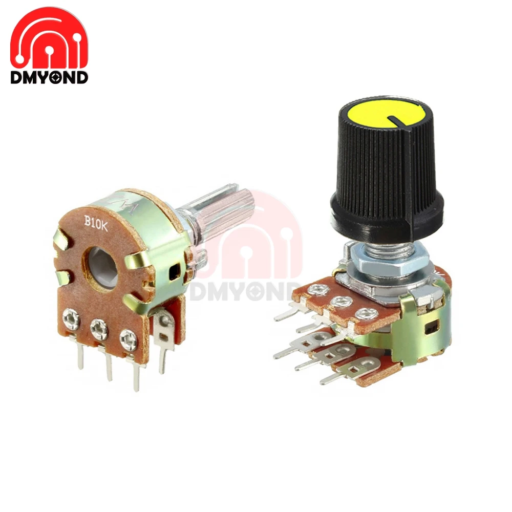 5 шт. желтый WH148 ручка Swtich поворотный потенциометр Линейный Конус для Arduino Cap 1K 2K 5K