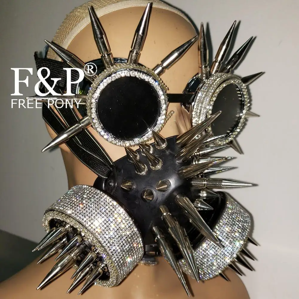 Горящий Человек фестиваль голографические стразы Спайк маска стимпанк очки Драг