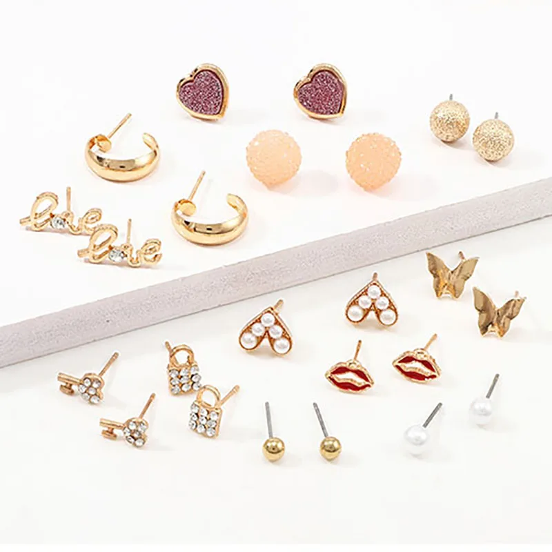 ZHINI новый искусственный жемчуг сердце серьги со шпилькой для женщин 13 шт./компл.