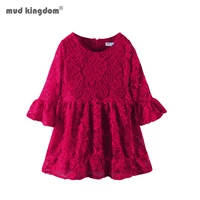 mudkingdom little girl dress flared solid long sleeve lace fashion a line dresses for girls clothes kids clothing