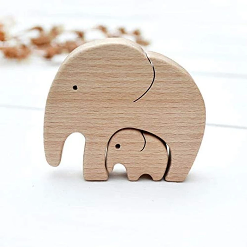 

Mother's Day Gifts Elephant Mother And Child Shaped Design Home Decor Decorative Wooden Ornament Room Desktop Decor