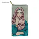 Уникальный хиджаб с лицом мусульманской Исламской девушки Женский кожаный женский держатель для кредитных карт длинный клатч кошелек ручная сумка