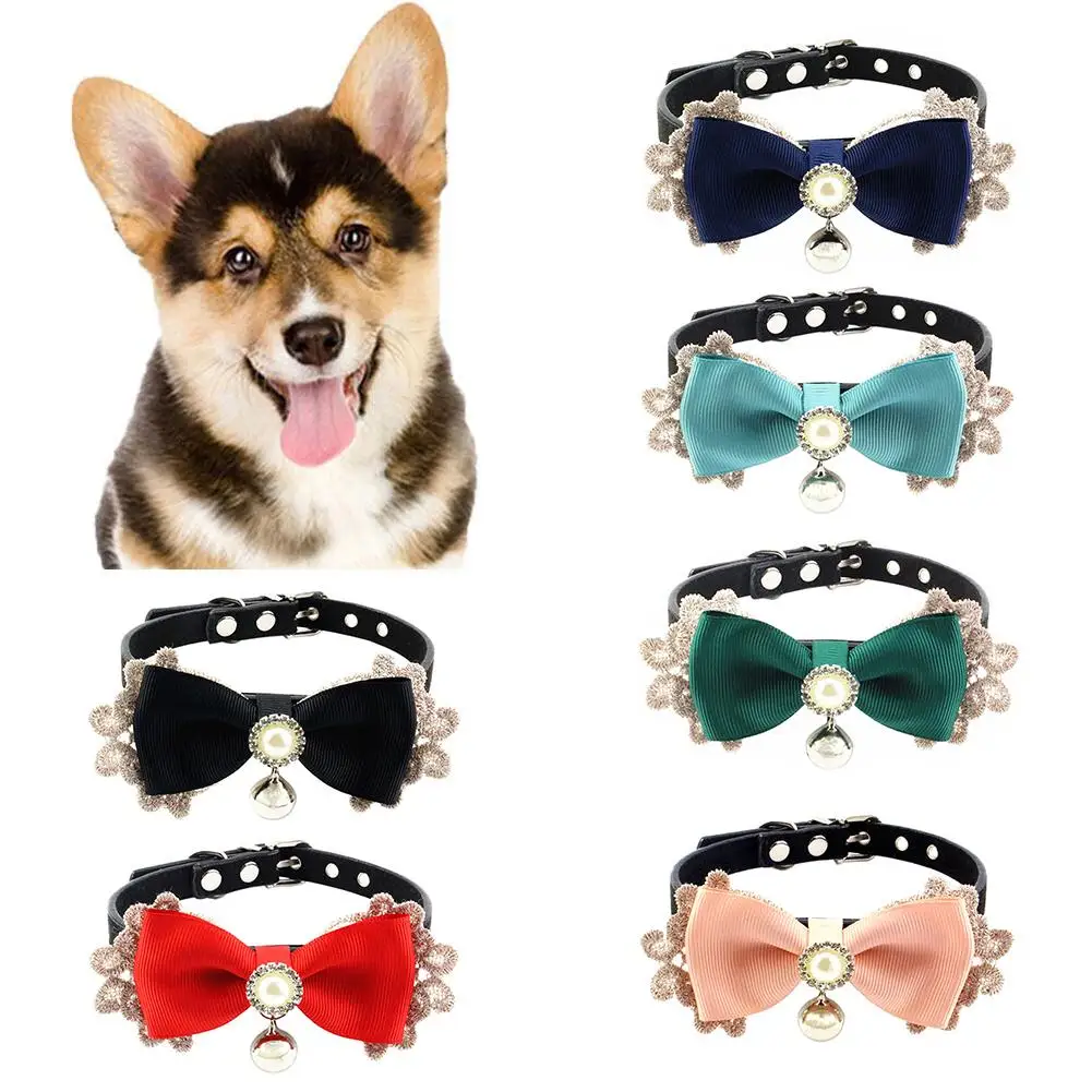 Регулируемый для собак кошек ошейник галстук бабочка с колокольчиком шейный