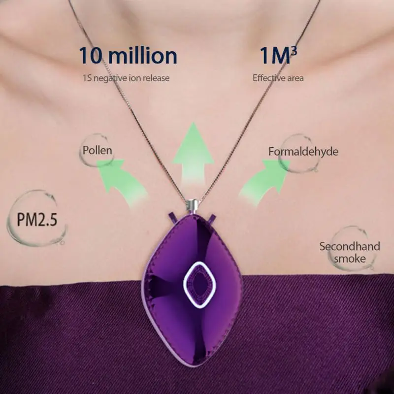

Powerful Wearable Air Purifier Personal Mini Air Necklace Negative Ion Air Freshener No Radiation Low Noise For Adults Kid USB
