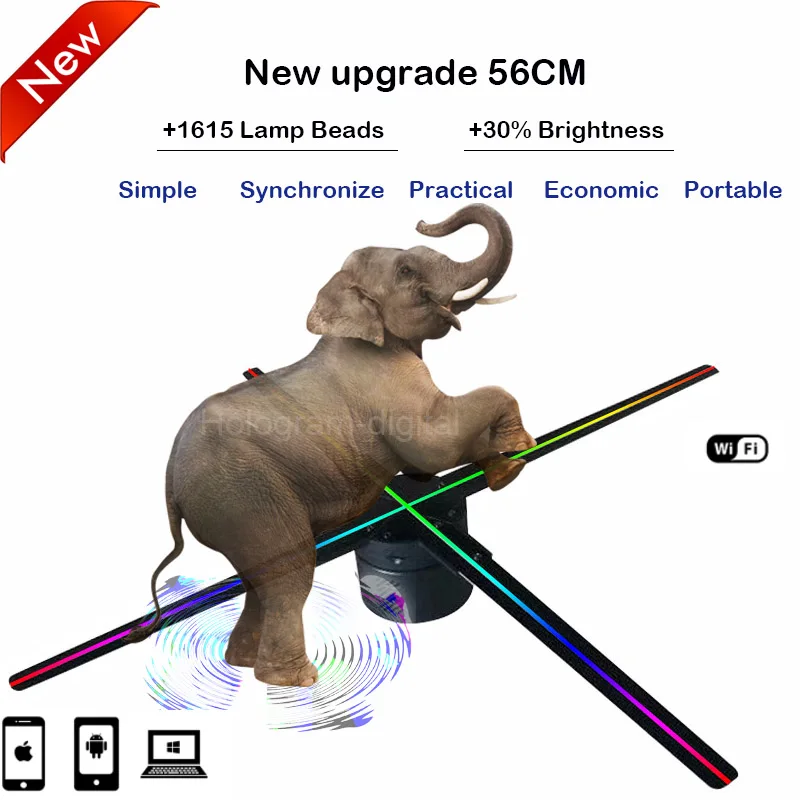 Недорогой голографический 3D-проектор 56 см 2020 Wi-Fi проигрыватель светодиодный
