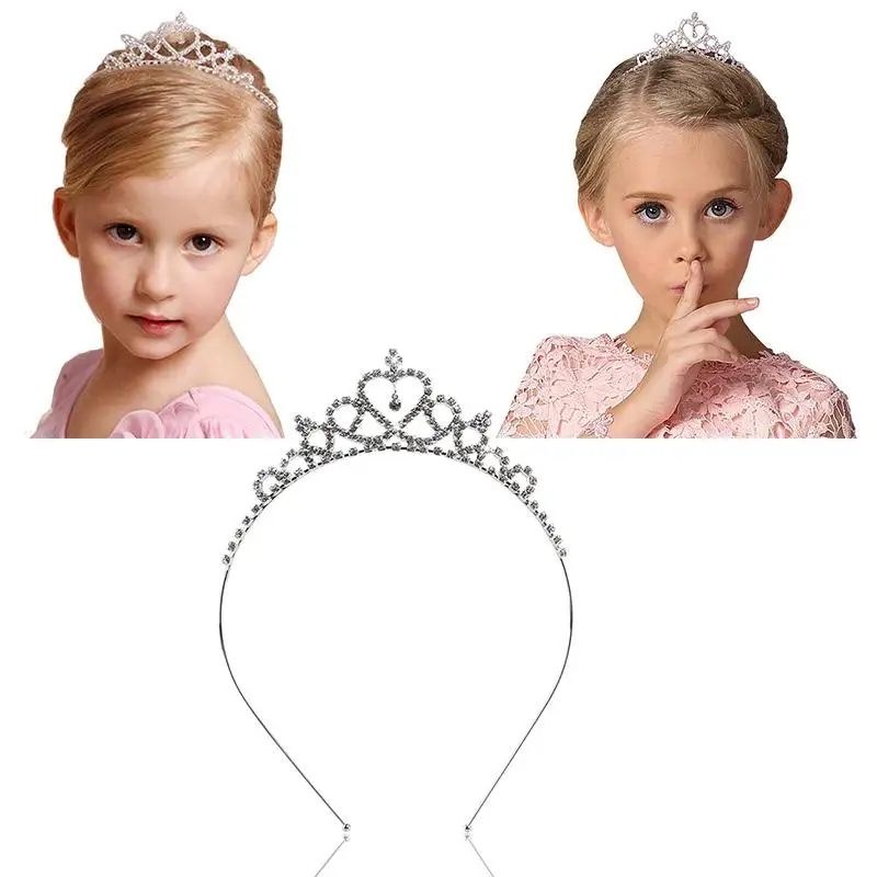 

New Rhinestone Tiara Hair Band Kid Girl Bridal Princess Crown Headband Prom Korean children's new crown birthday