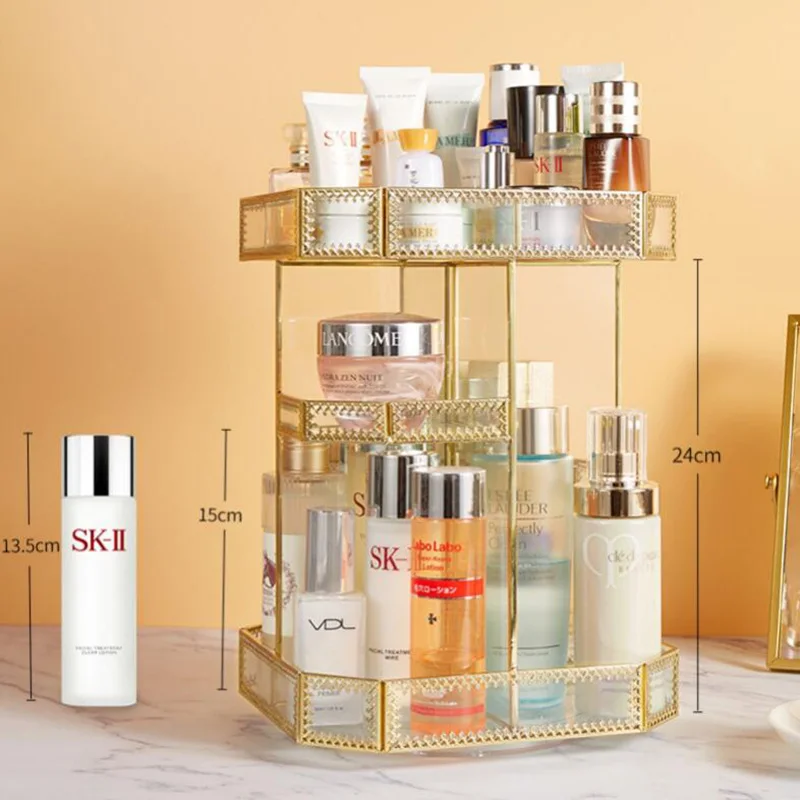 Вращающийся ящик для хранения косметики поднос макияжа глаз подставка коробка