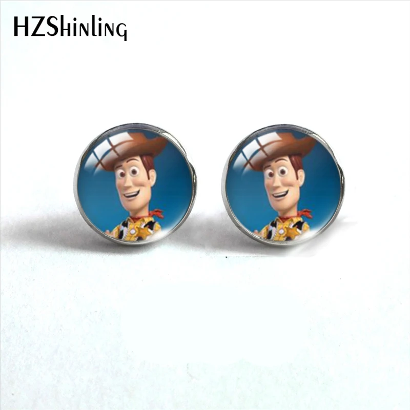 

Toy Story Cartoon Glass Stud Earrings Cute Earrings 12mm Round Stud Glass Earrings Sweet Ear Accessories for Girls Gifts