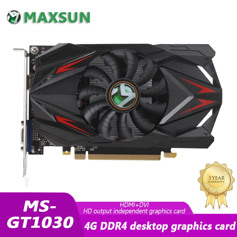 Maxsun Новинка GT1030 трансформаторы 4 Гб DDR4 Nvidia GPU игровая видеокарта DVI интерфейс для