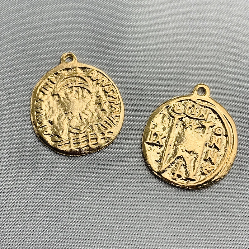 

10Pcs Gold Color Round Coins Charms Vintage Alloy Portrait Pendant For Necklace Earrings Handmade DIY Jewelry Making Accessories