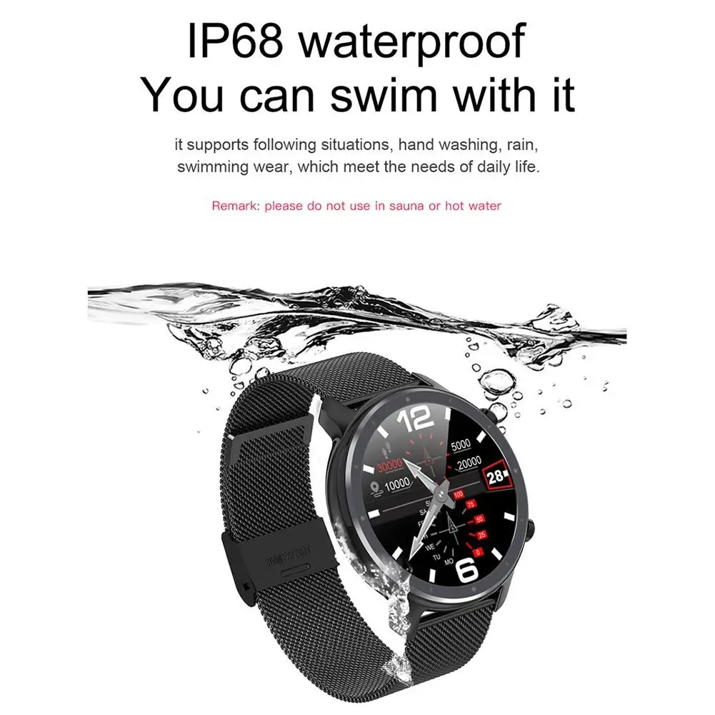 L11 1.3inch Full Round Touch Screen IP68 Waterproof Bluetooth ECG PPG Heart Rate Monitor Sports Fshion Smart Watch Support APP |