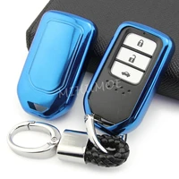 for honda accord civic cr v fit jazz hr v odyssey pilot ridgeline insight accessories car key fob chain ring cover case blue