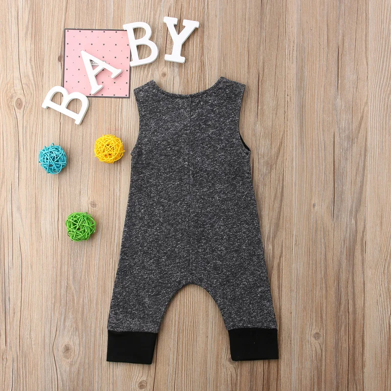 

Summer children's sleeveless Jumpsuit grey cotton sleeveless creeper