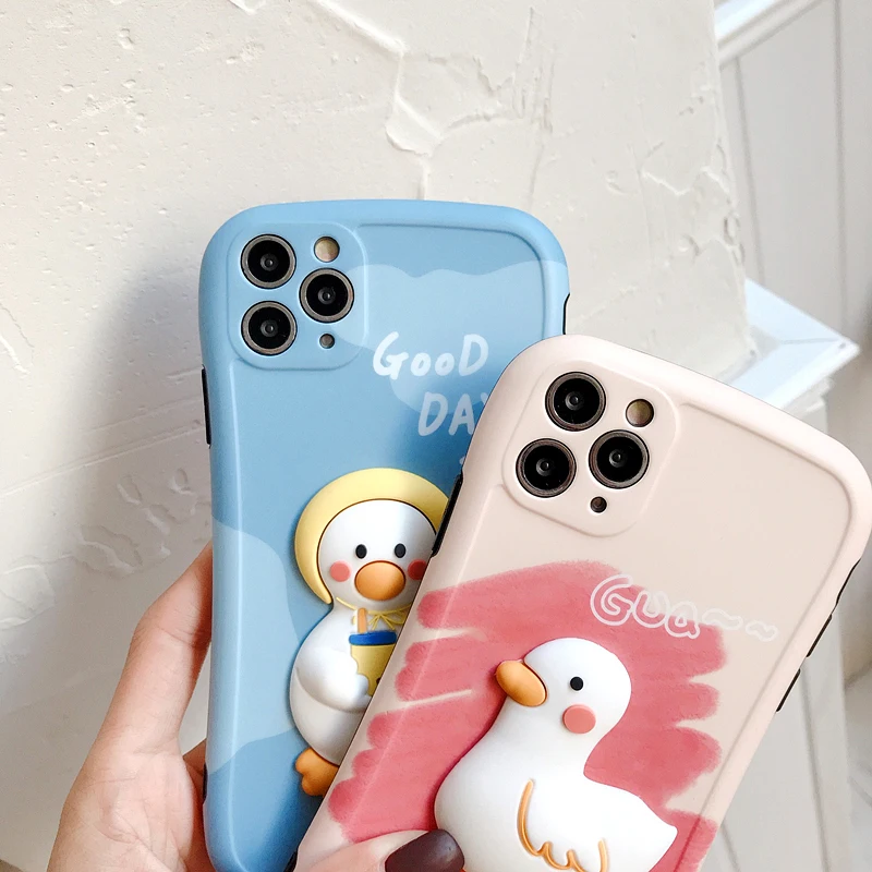 

Cartoon Luxury 3D For Iphone 11 Pro Max Cases Protective Phone Case For XS MAX X XR 8 7 6s 6 Plus SE 2020 Cute Duck Back Cover
