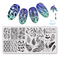 beautybigbang nail art stamping plate nail template print stencil peacock stainless steel stamp templates xl 065 feather image