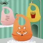 Нагрудник детский, из мягкого силикона, водонепроницаемый, с рисунком в виде лисы