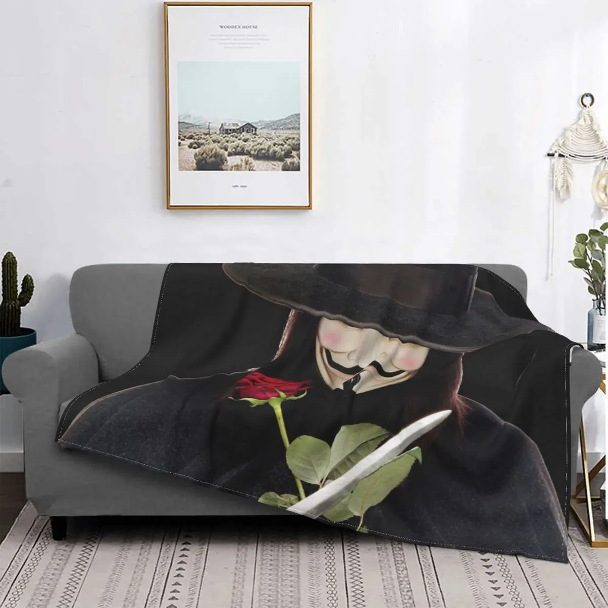 

V for Vendetta Ivy Hammond Science Fiction Movie Blanket Flannel Spring Autumn Knife And Rose Warm Throws For Winter Bedding