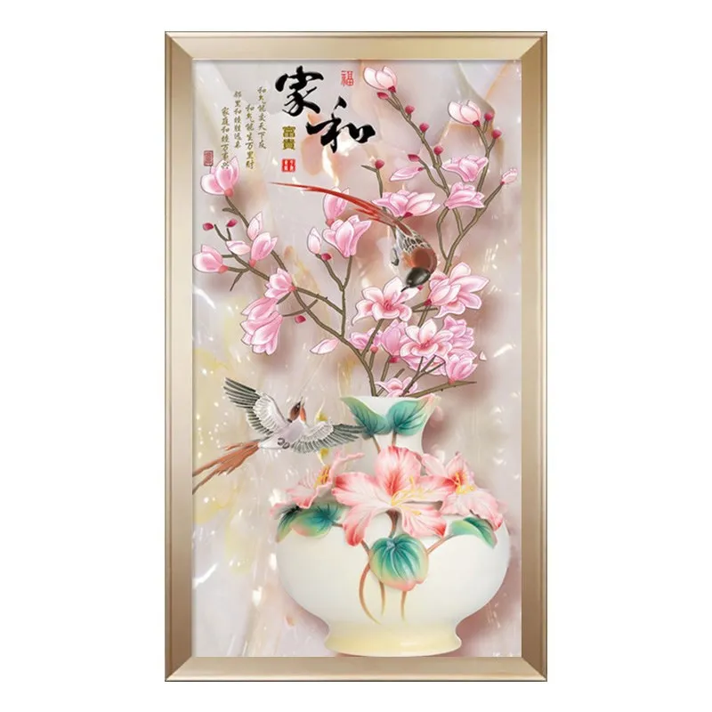

DIY 5D Sale Diamond Embroidery, Mosaic, Modern Pink Magnolia, Flower Vase/Bud, Entrance Living Room, Full, Painting Cross Stitch