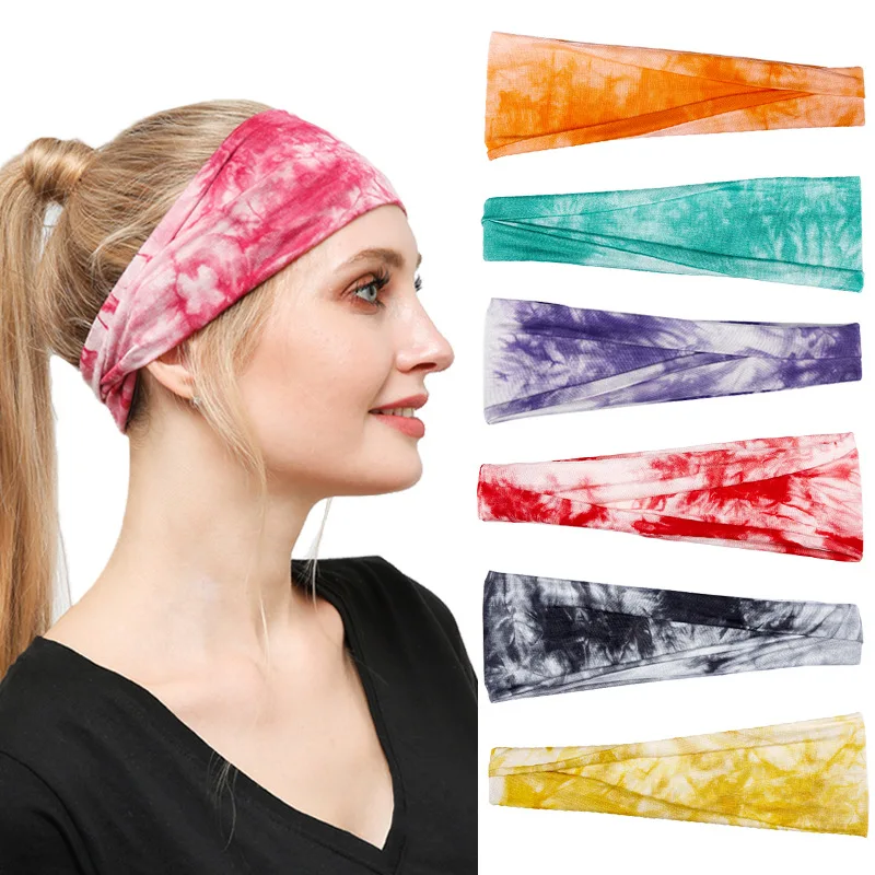 

Sport Headbands for Women Yoga Hair Bands Tie Dye Sweat Bands Outdoor Cycling Running Sports Accessories Sports Safety