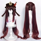 Парик Аниме Genshin ударопрочный для косплея HuTao женский длиной 110 см термостойкие синтетические парики для хэллоуивечерние НКИ