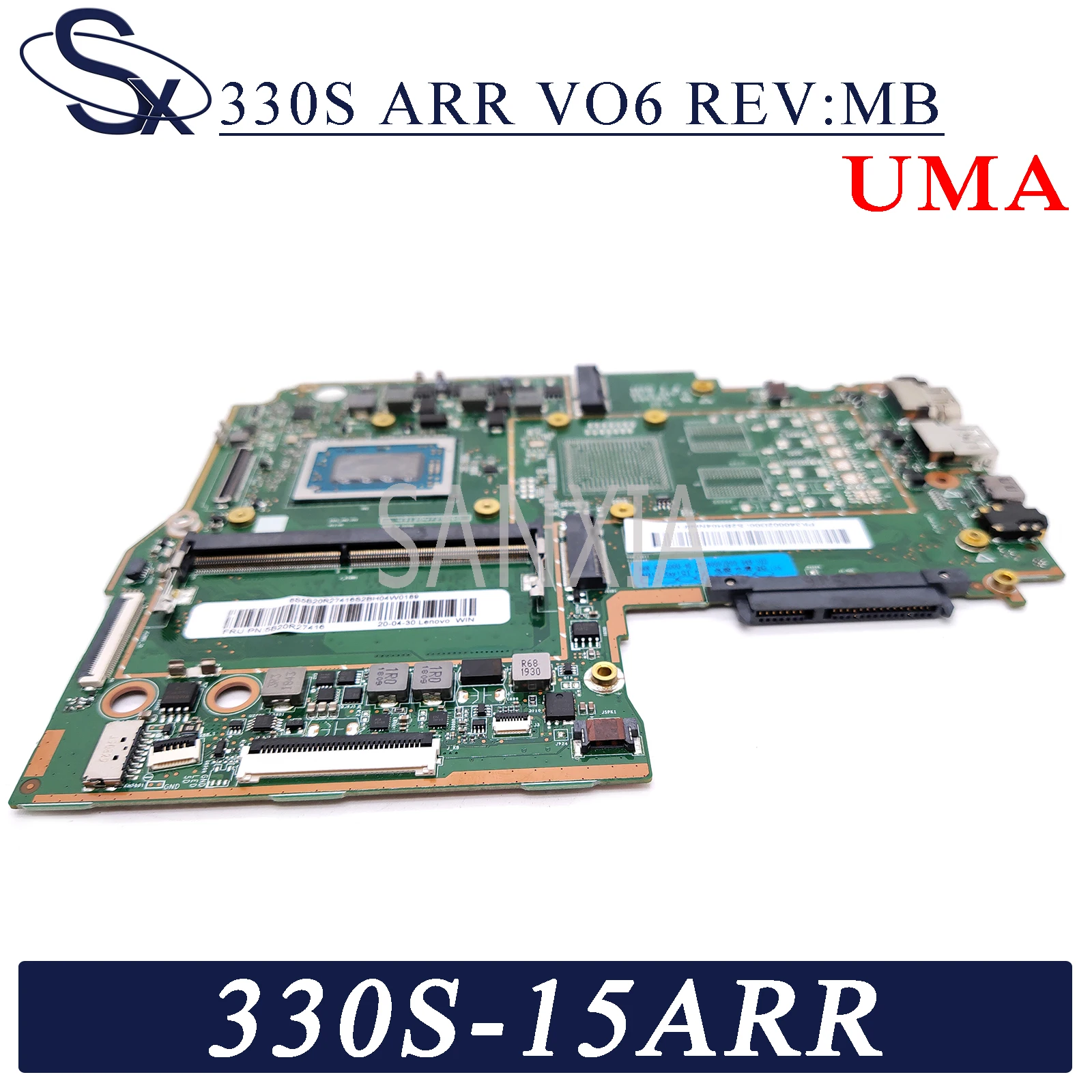 

KEFU 330S_ARR_VO6 REV:MB Laptop motherboard for Lenovo Ideapad 330S-15ARR 81FB original mainboard Ryzen 7 2700U (R7-2700U) UMA