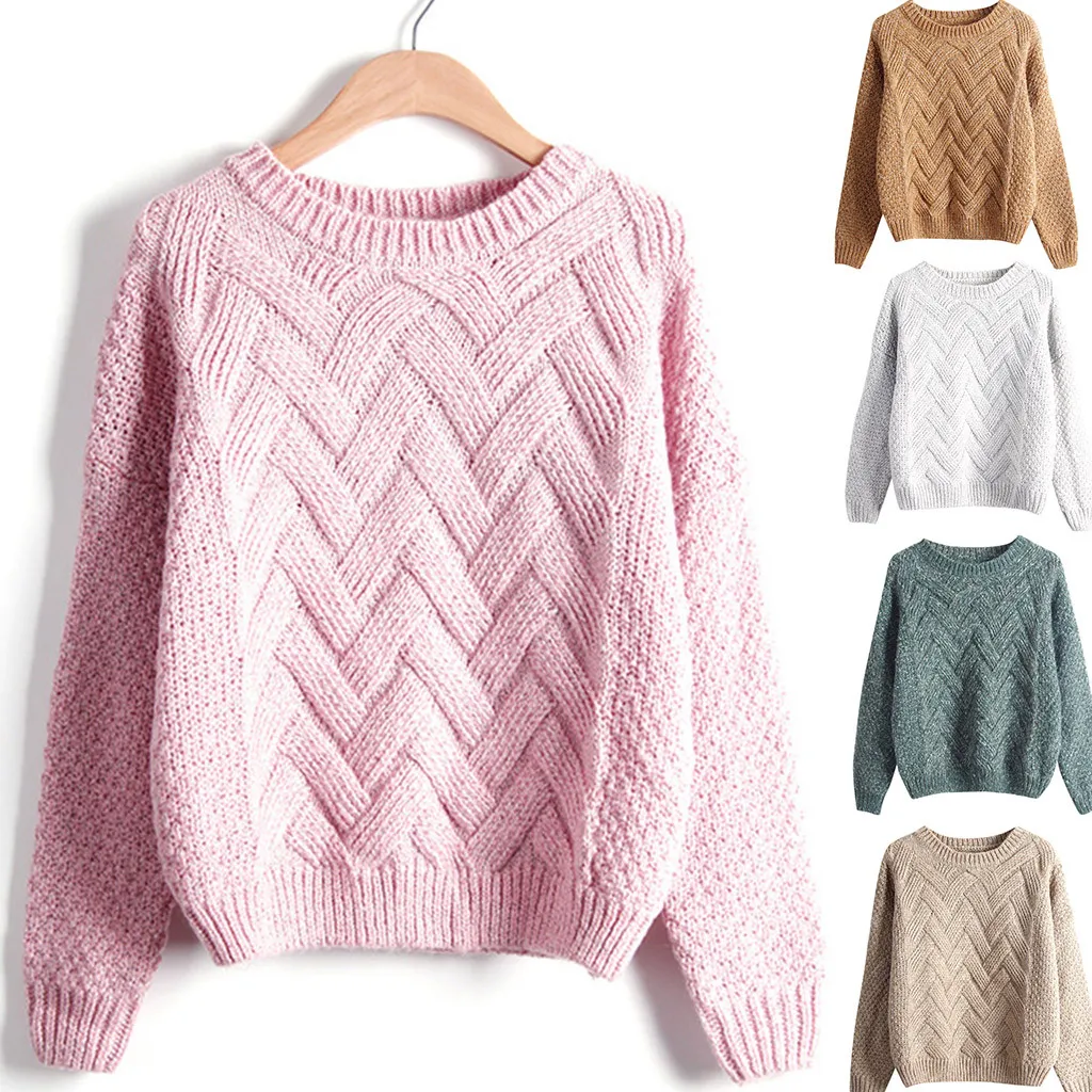 Womens Sweaters Lady Long Sleeve Casual Solid Autumn Winter Crochet Loose Knit Sweater Coat Female Warm Streetwear A40# | Женская одежда