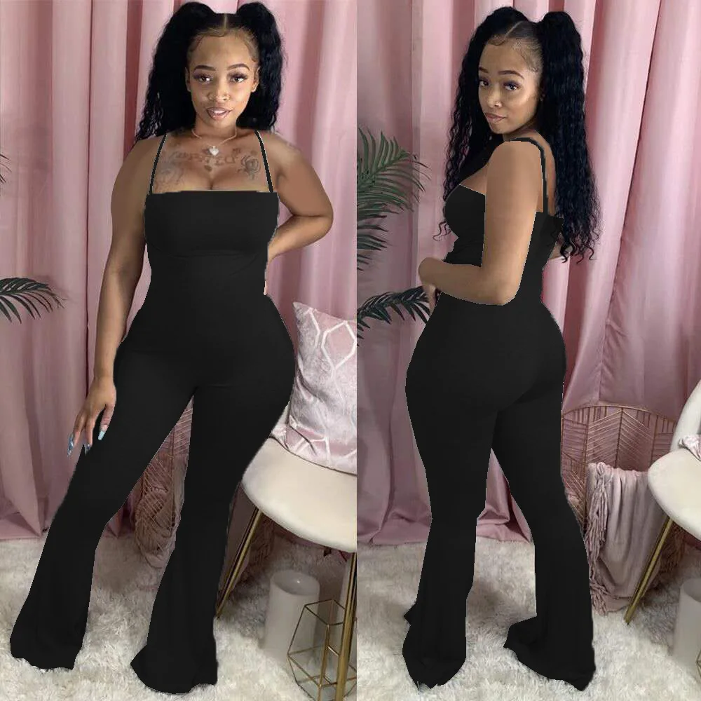 

Solid Color Suspender Tight Trumpet Casual Jumpsuit Women's Jumpsuit Casual Fashion Summer Street Dress Nightclub Jumpsuit