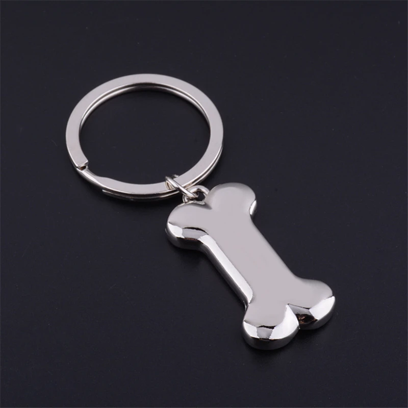 Модные забавные металлические брелоки в форме костей собаки серебристого цвета