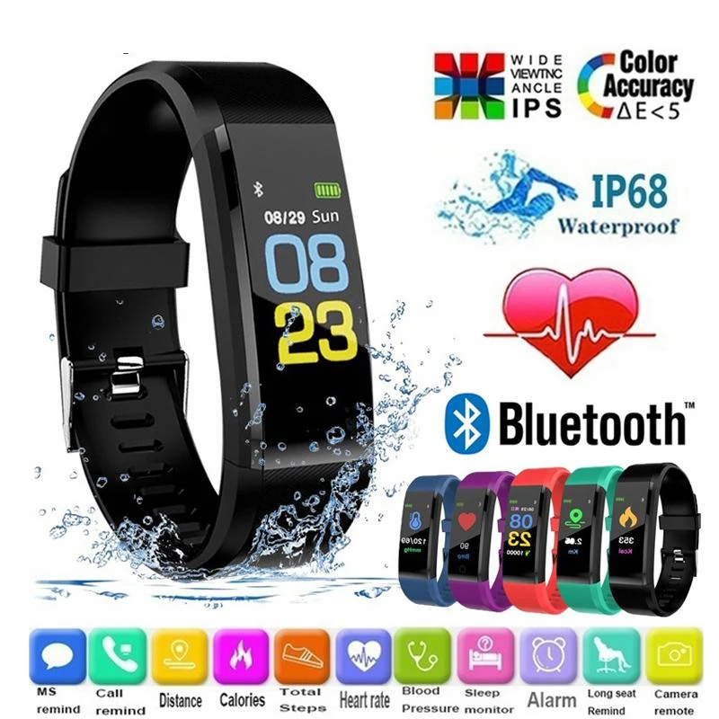 

115Plus Men Women Kids Sport Calories Pedometer Sleep Monitor Wristband Bracelet Heart Rate Blood Pressure Smart Watch 2020