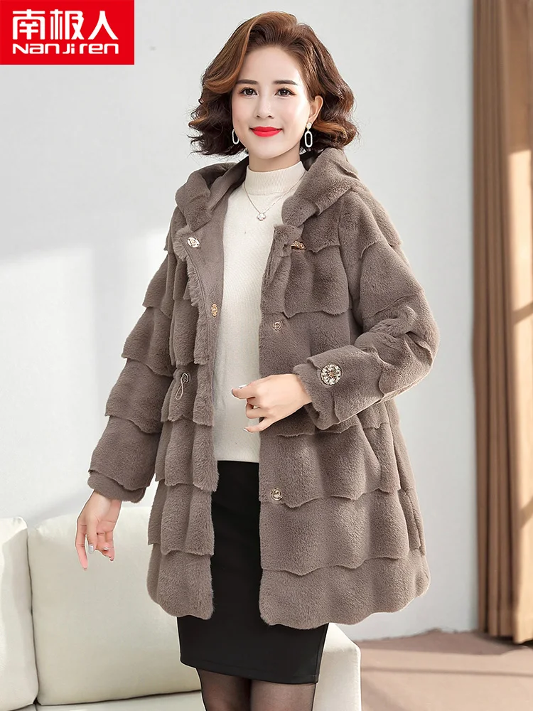 

Middle-Aged and Elderly Coat Women's Mom Clothing Autumn and Winter Mink-like Wool Western Style Coat Mid-Length New Woolen Coat