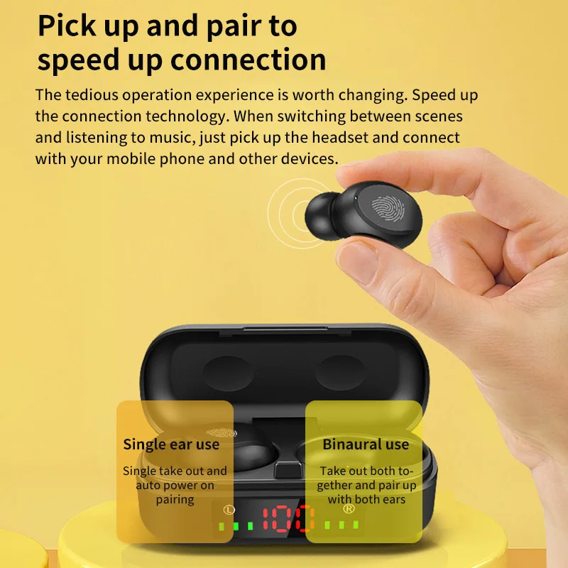 V8 TWS Wireless Earphones Bluetooth 5.0 Headset Mini Stereo Headphones Touch Control Sports Earbud With LED Digital Display New |