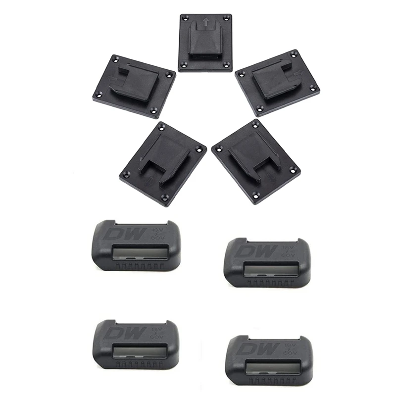 

5 Packs Tool Holder Dock Mount With 4 Packs Battery Holder For Dewalt 12V 20V 60V Battery Wall Mount Display Hanger