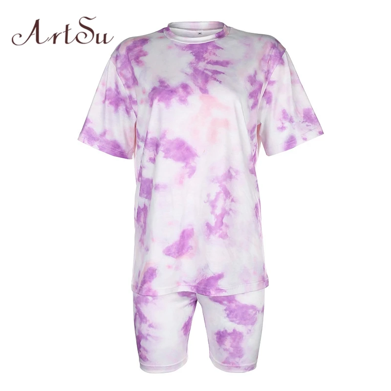 Футболка с принтом Artsu Tie Dye Длинные Стильные шорты пляжная одежда повседневная