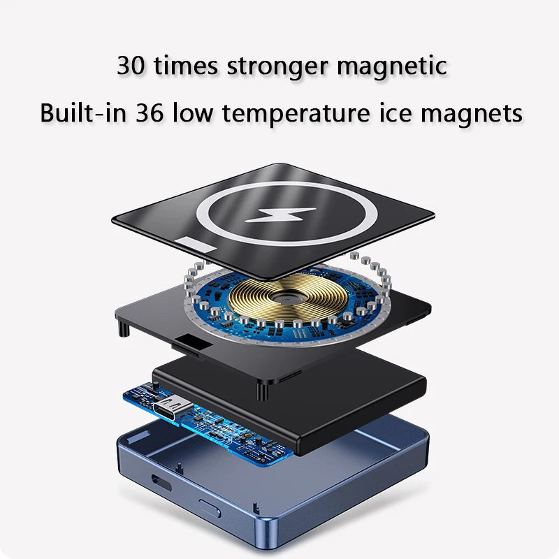 

Magnetic Power Bank 15W Wireless External Battery Is Suitable For iPhone 12 Pro Max Mini Huawei Millet Magnetic Wireless Charger